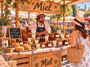 Marché avec du miel Colibri Vente de miel sur marché